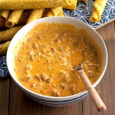 chili queso dip met taquito dippers