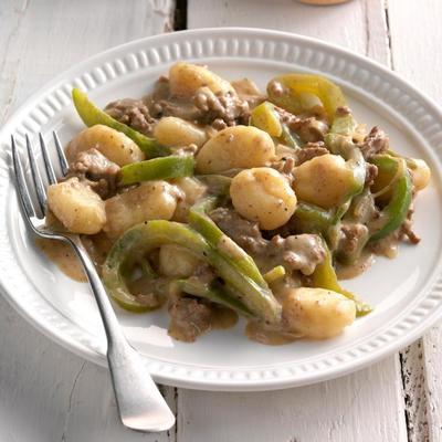 romige philly cheesesteak gnocchi