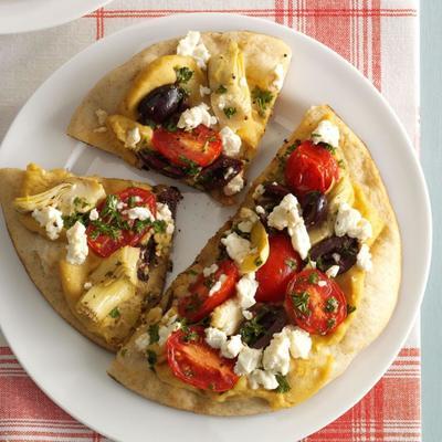 gegrilde Griekse pizza pitas