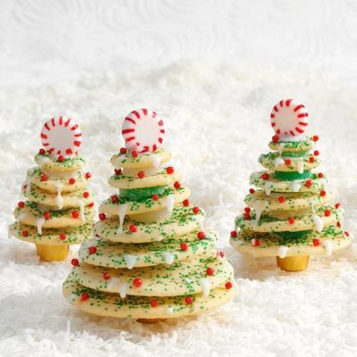 gestapelde kerstboom cookies