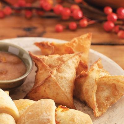 pompoen wontons met kaneel dip