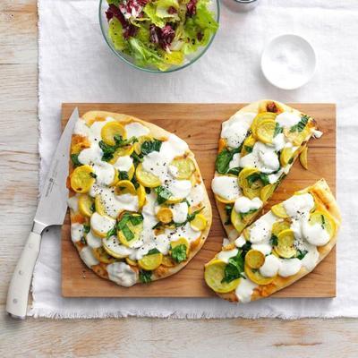 geroosterde squash flatbread met hummus