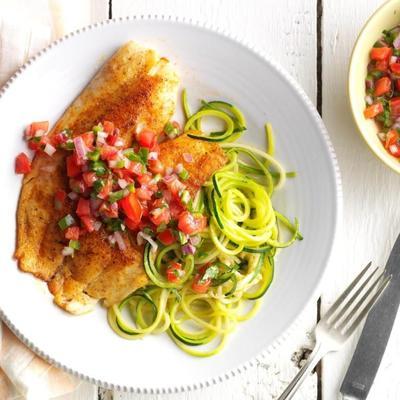 verse blackend tilapia over zoodles