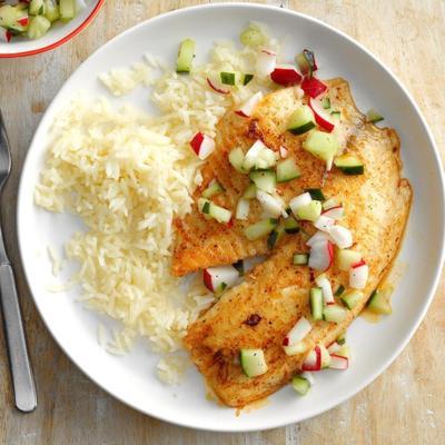 tilapia met plezier met komkommer