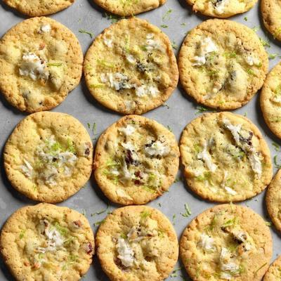 kokosnoot limoen cranberry pistachio cookies