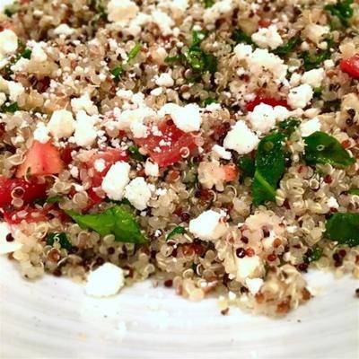 spinazie, tomaat en feta quinoa salade