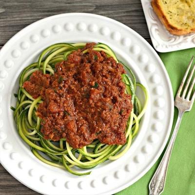 chorizo ​​ragu met spiraalvormige Mexicaanse pompoen