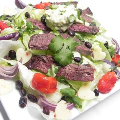 Mexicaanse biefstuk en veggie salade