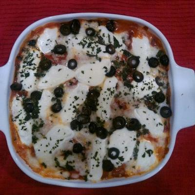eenvoudige pizza lasagne met ravioli