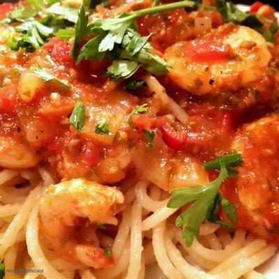 garnalenspaghetti met tomatensaus