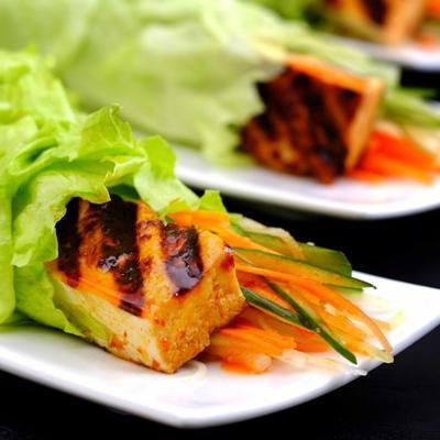 bulgogi-gekruide tofu wraps met kimchi slaw