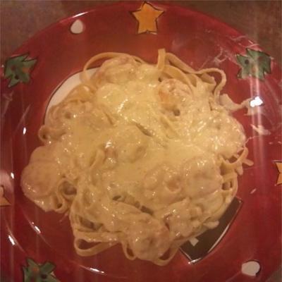 cajun garnalen pasta met alfredo saus