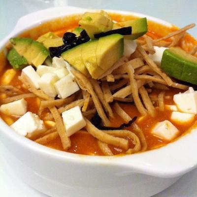 sopa de tortilla (echte Mexicaanse tortillasoep)