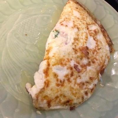 gekruide spinazie en ham ei-witte omelet