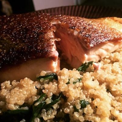 rick's gebakken zalm over quinoa