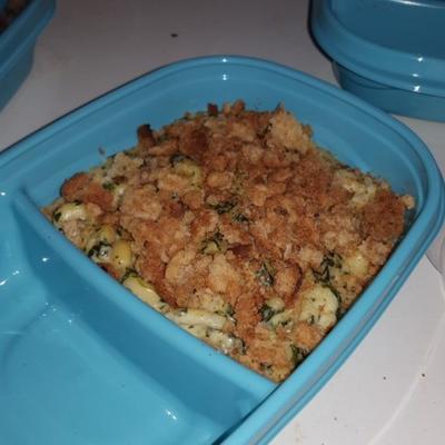 slow cooker spinazie en bloemkool mac en kaas