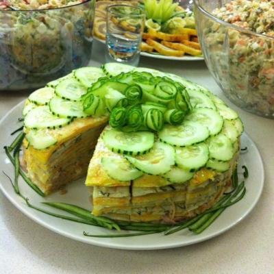 kaas torte met kip en champignons