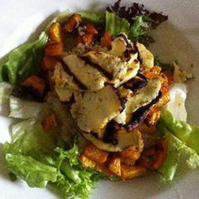 butternut squash en halloumi salade