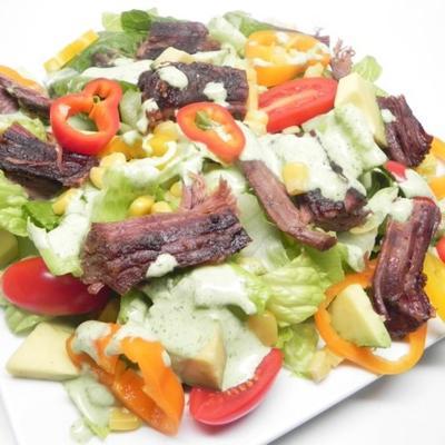 slowcooker steak salade met koriander dressing