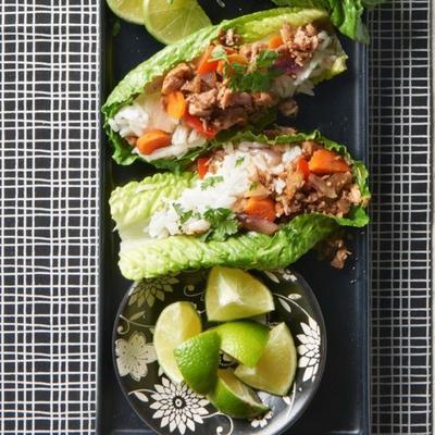 Aziatische varkenssla wraps met kokospalmenrijst