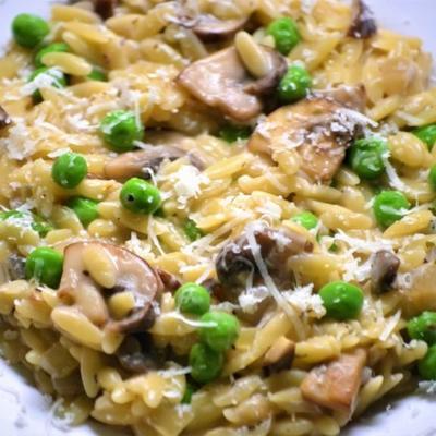 paddestoel en erwt orzotto