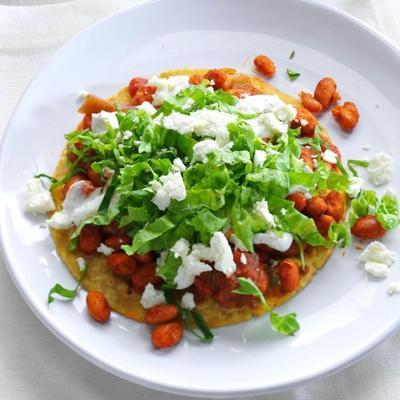 open-face pinto bean tostadas