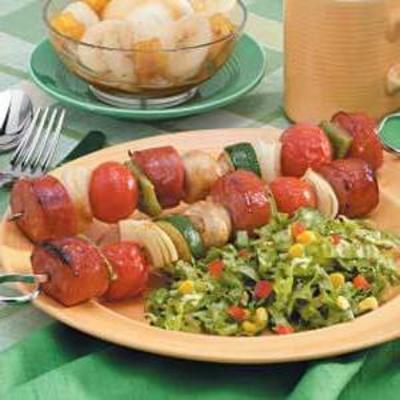 gerookte worst kabobs