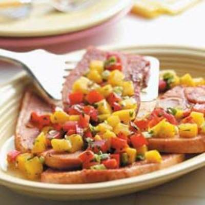 hamsteak met mangosalsa