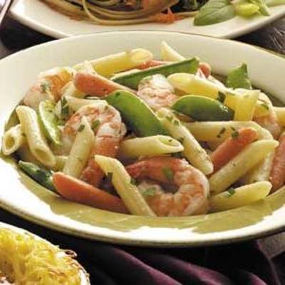 pasta primavera met garnalen