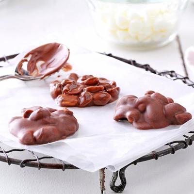 slowcooker chocolade pinda druppels