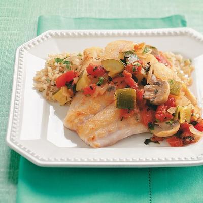 gegrilde snapper met courgette en champignons