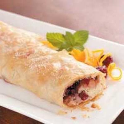 gekarameliseerde peer-cranberry strudel