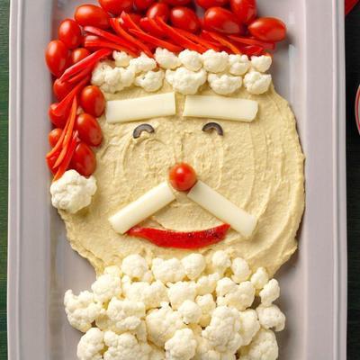 vakantiehummus en veggie santa dienblad