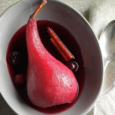 cranberry gepocheerde peren