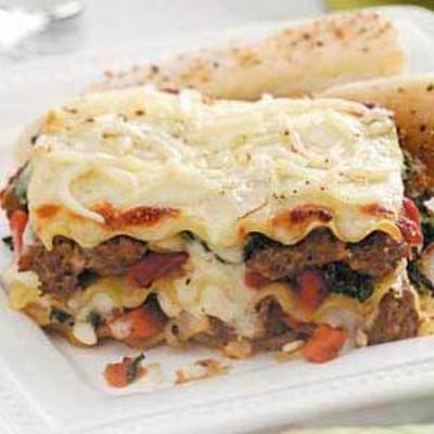 spinazie en kalkoen worst lasagne