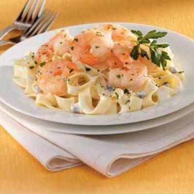 garnalen piccata fettuccine voor twee