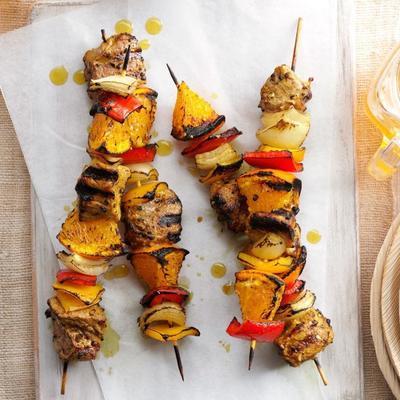 curry-oranage pork kabobs