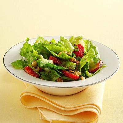 knapperige Romaine salade met verse aardbeien