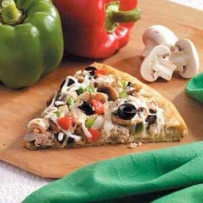 geweldig pizzadeeg met kalkoen-veggie topping