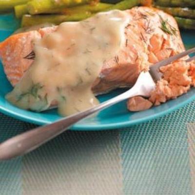 gegrilde zalm met dillesaus