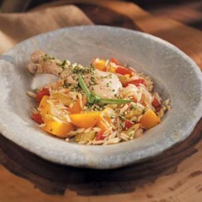 walnoot gremolata kip met butternut squash en orzo