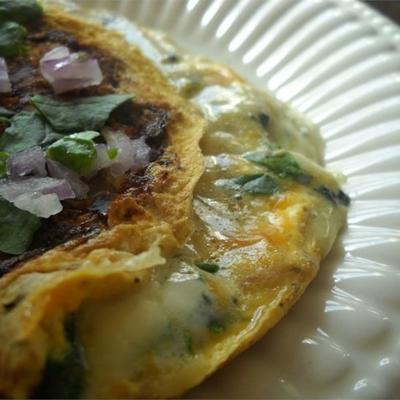 blauwe paddestoelomelet