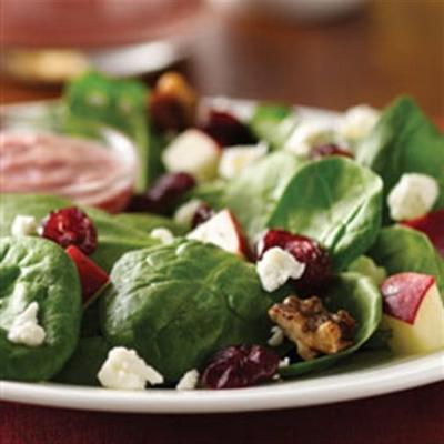 spinaziesalade met cranberry dressing van granaatappel