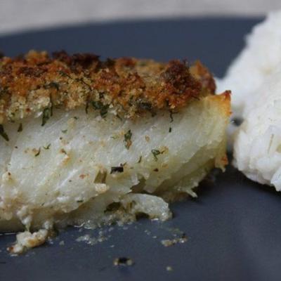 in de oven gebakken kabeljauw met broodkruimels