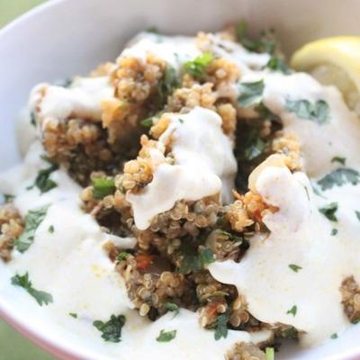 pittige quinoa en spinazie pulao (pilaf)