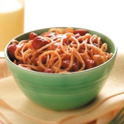 spaghetti met chili franks