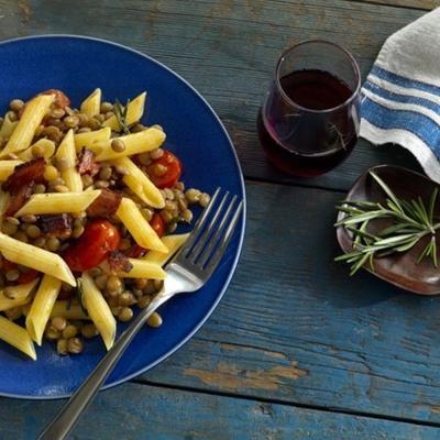 barilla® glutenvrije penne met linzen en spek