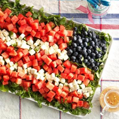 watermeloen feta vlag salade