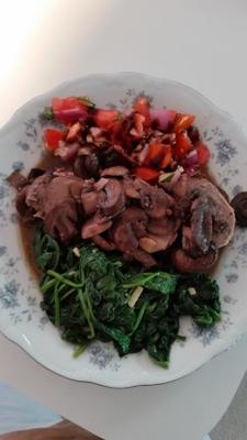 varkenshaas met merlot champignons