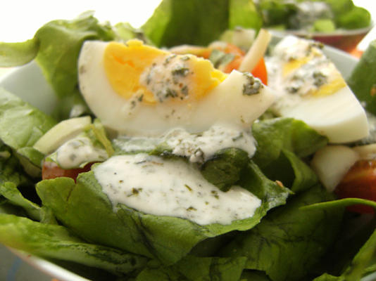 geladen salade met yoghurtdressing